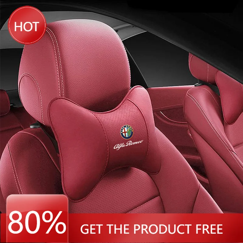 Hub Caps 1Pcs Car Headrest Auto Breathable Seat Neck Pillow Accessories For Alfa Romeo 156 159 147 4C 8C 166 Giulia Giulietta Mi