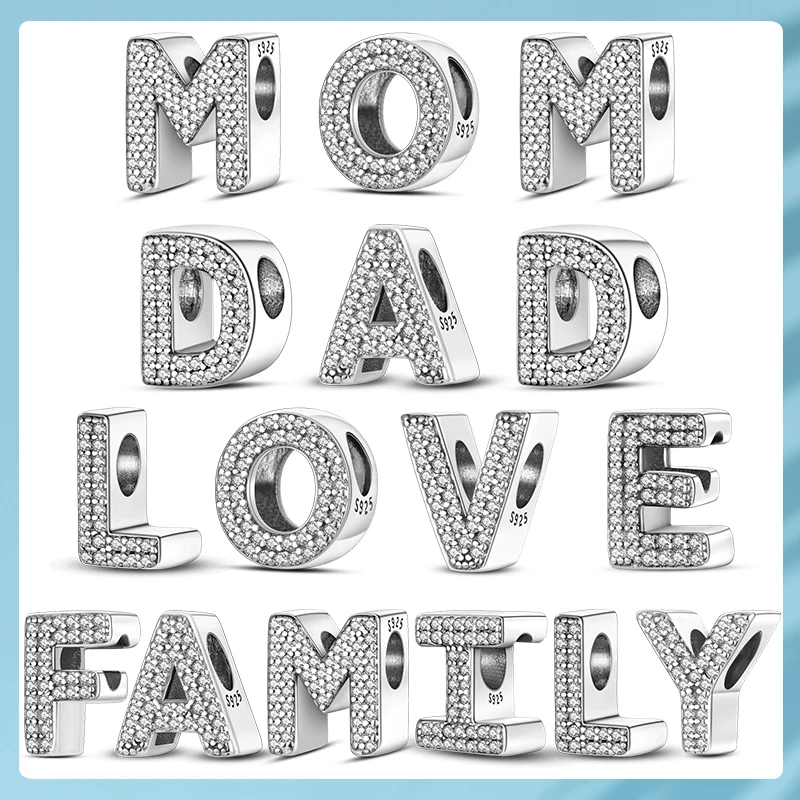 

Подвески-шармы из серебра 925 пробы с 26 буквами алфавита (A-Z) для ожерелья, брелока, подарка на День отца/День матери, для женщин и мужчин, для самостоятельного изготовления украшений.