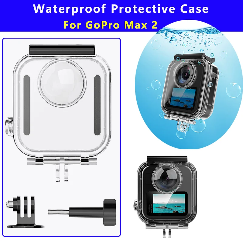

Водонепроницаемый корпус для камеры GoPro Max2, чехол для подводного дайвинга для Go Pro MAX 2, прозрачный защитный чехол, аксессуары