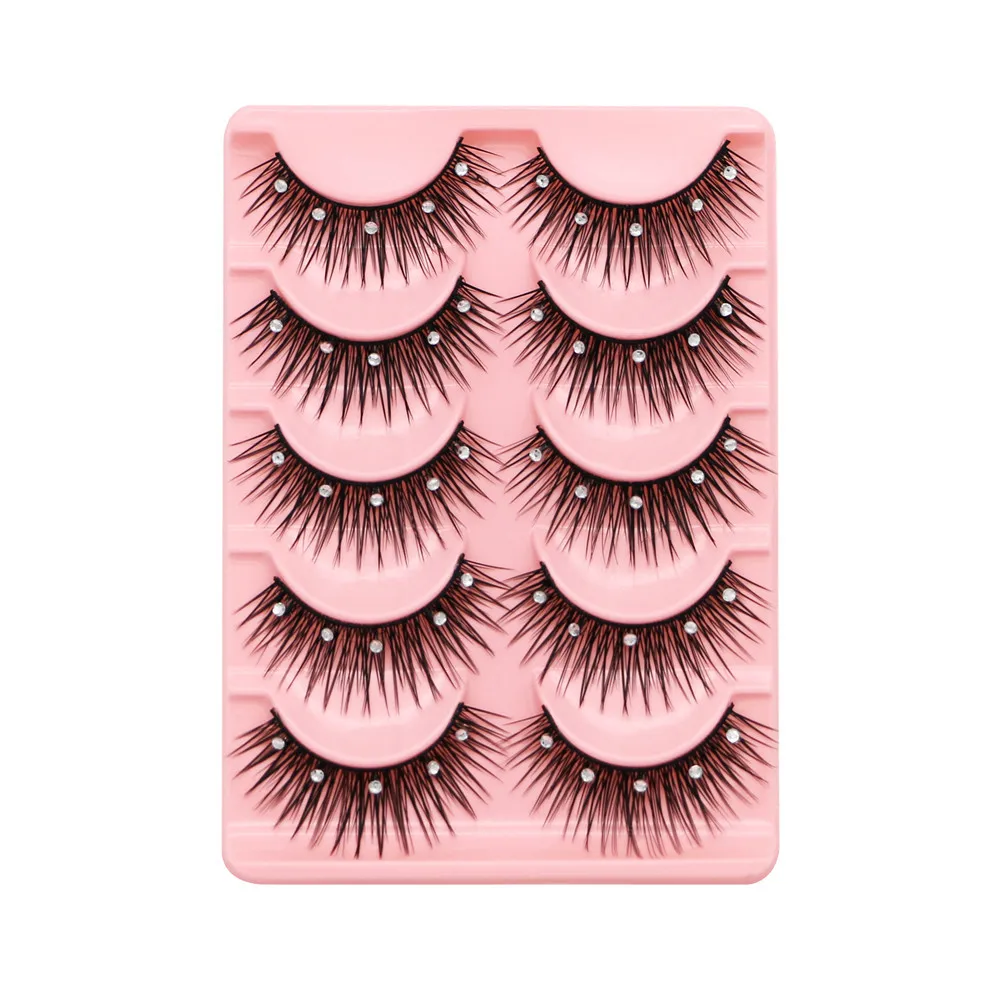 5 pairs Stage catwalk eyelash color flash drill performance Bushy five drill of fake eyelashes false lashes eye lashmakeup set