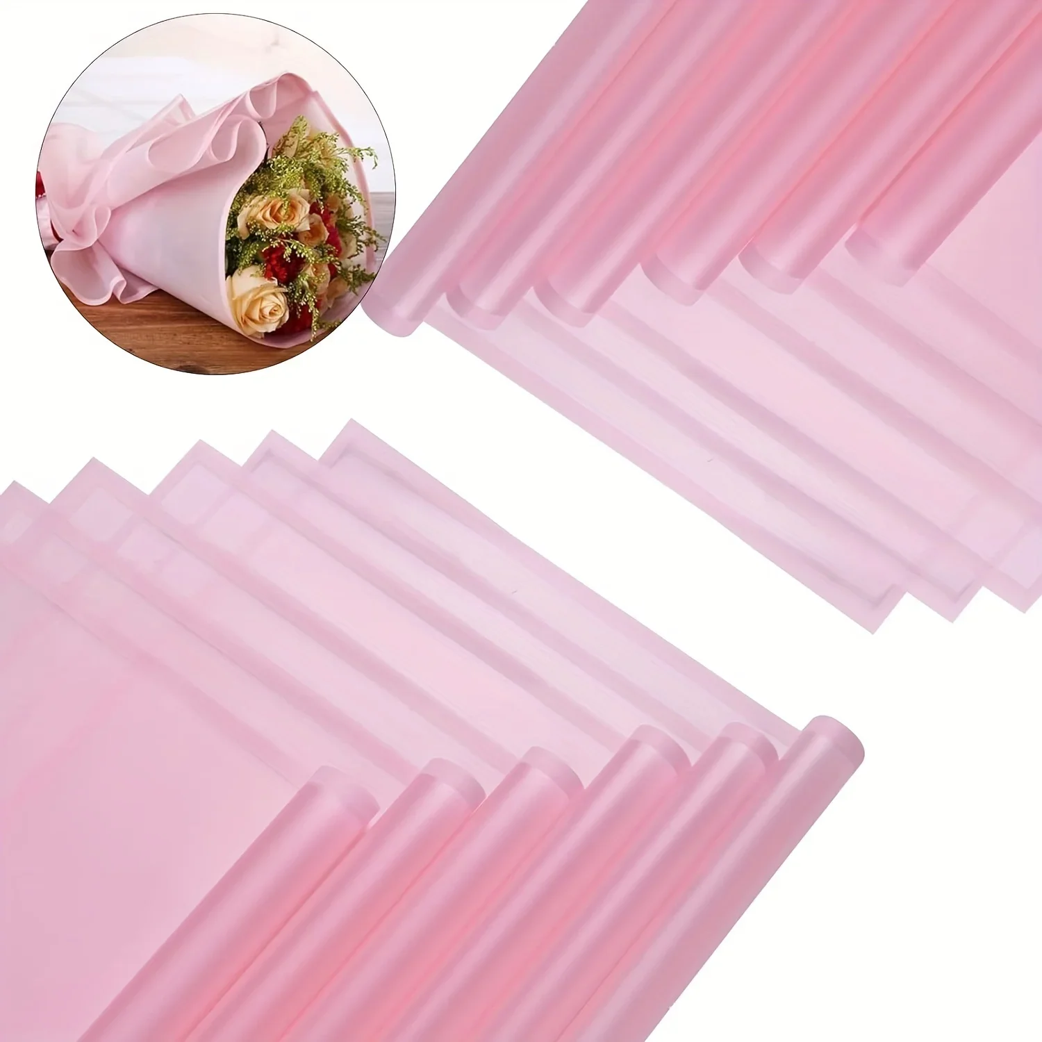 

20 Sheets Pink Magic Edge Translucent Waterproof Matte Wrapping Paper Roses Flowers Gift Wrap Christmas Gift Decoration