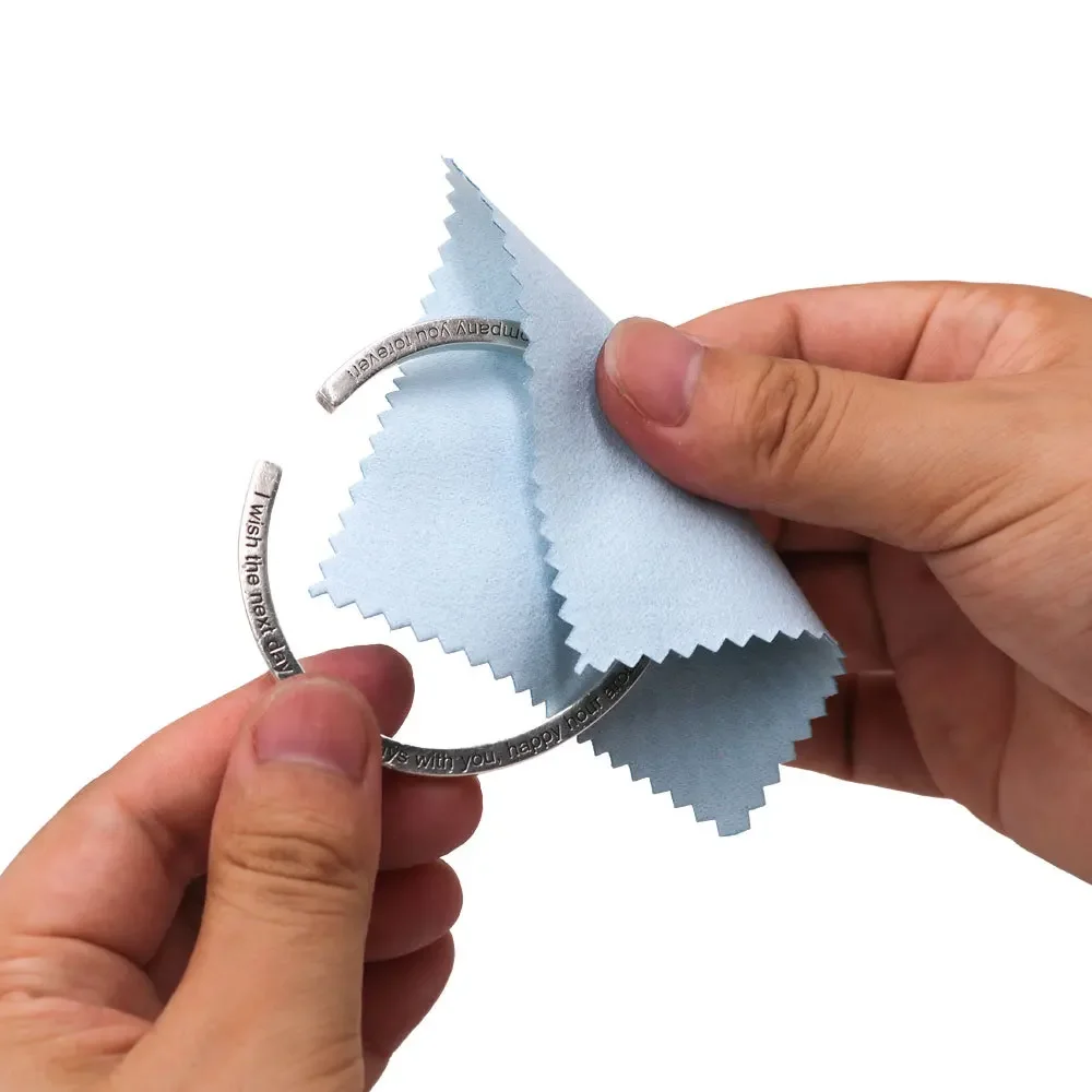 10psc Blue Cleaning Polishing Cloth Microfiber Beads Non-slip Mat Wipe Cloth Jewelry Cleaning Tool