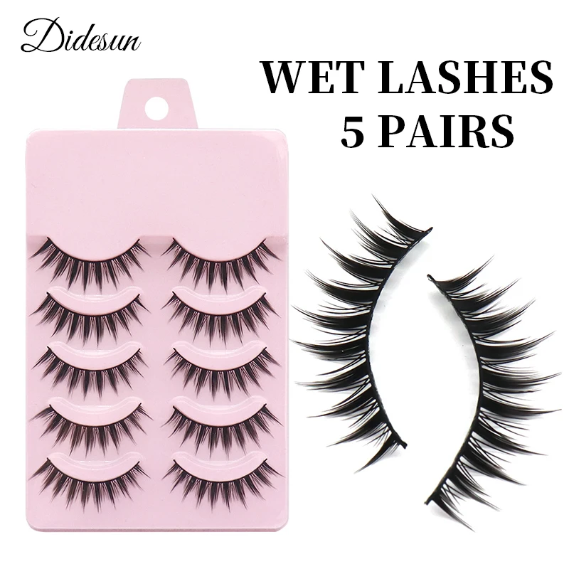 

Didesun NEW 5 Pairs Natural 3D Mink Lashes Dramatic Fairy Clusters Manga Fake Eyelashes Wet Look Cosplay Lashes