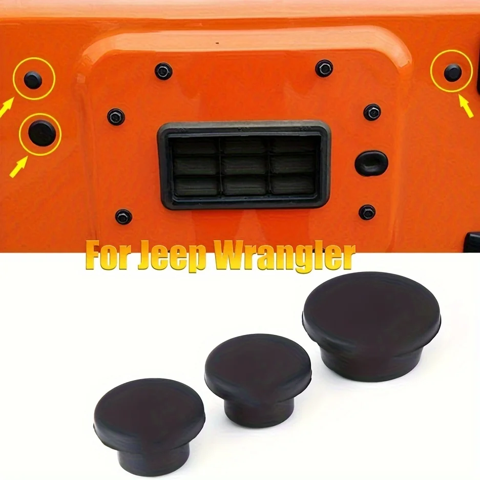 

Rubber Tailgate Plugs for Jeep Wrangler (2007-2019) - Protect from Dirt Debris When Removing Tire Carrier Bumper Tramp Stamp