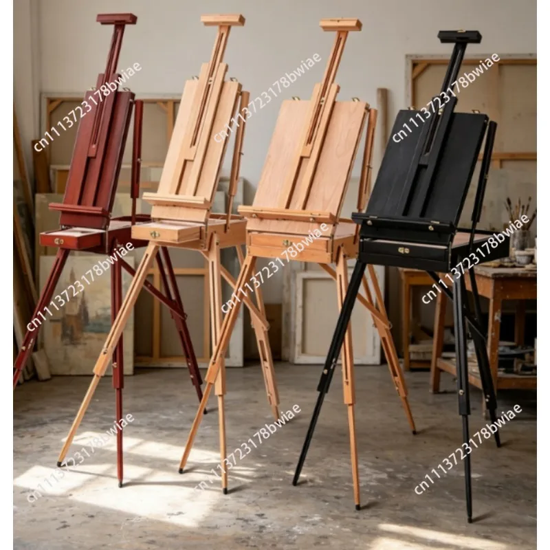 New Folding Tripod Painting Easel French Style Electric Sketch Stand With Storage Drawer & Artist Wood Palette For Amateur