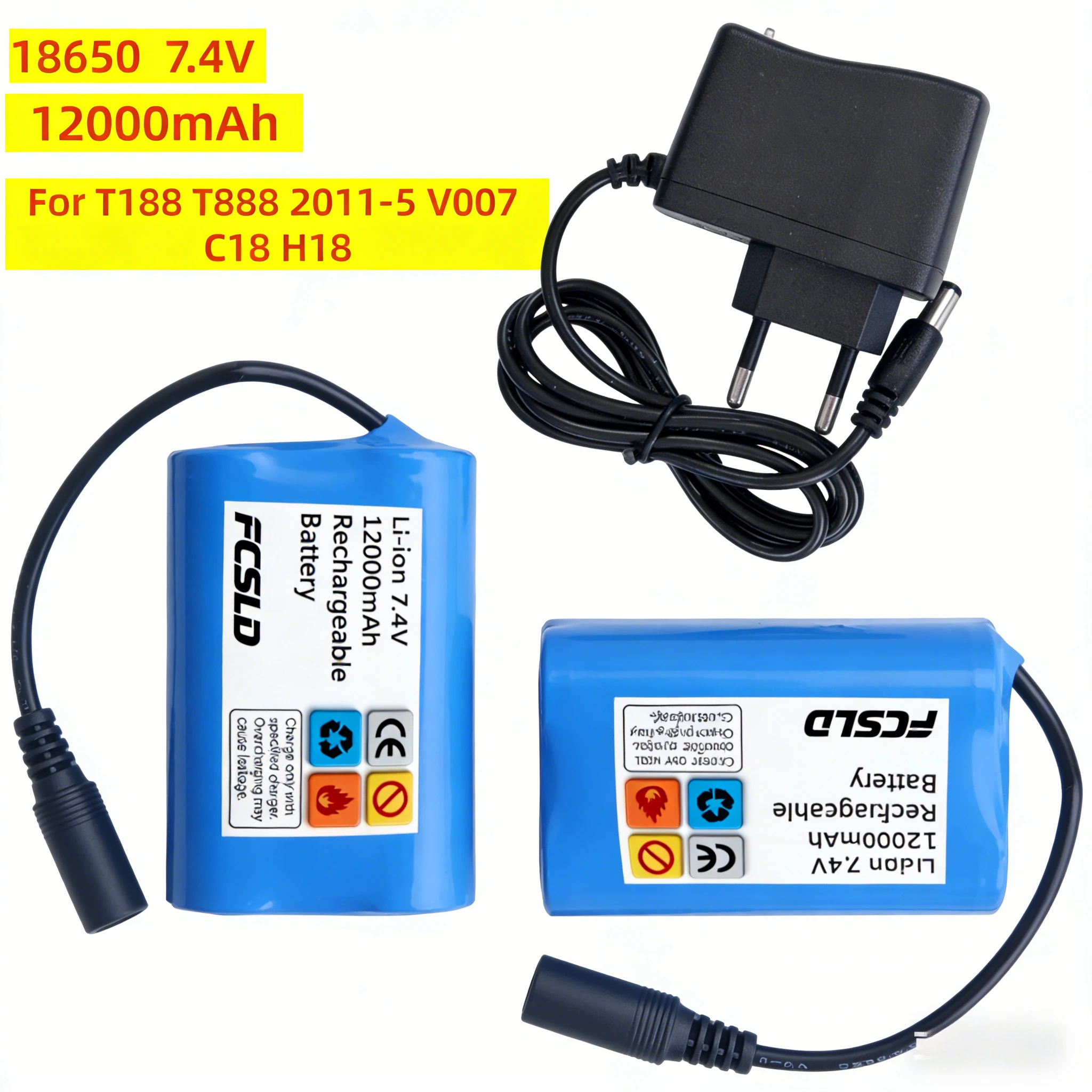 

New 2S2P 7.4V 12000mAh Battery， For T188 T888 2011-5 V007 C18 H18 ，Remote Control RC Fishing Bait Boat Spare Battery Parts