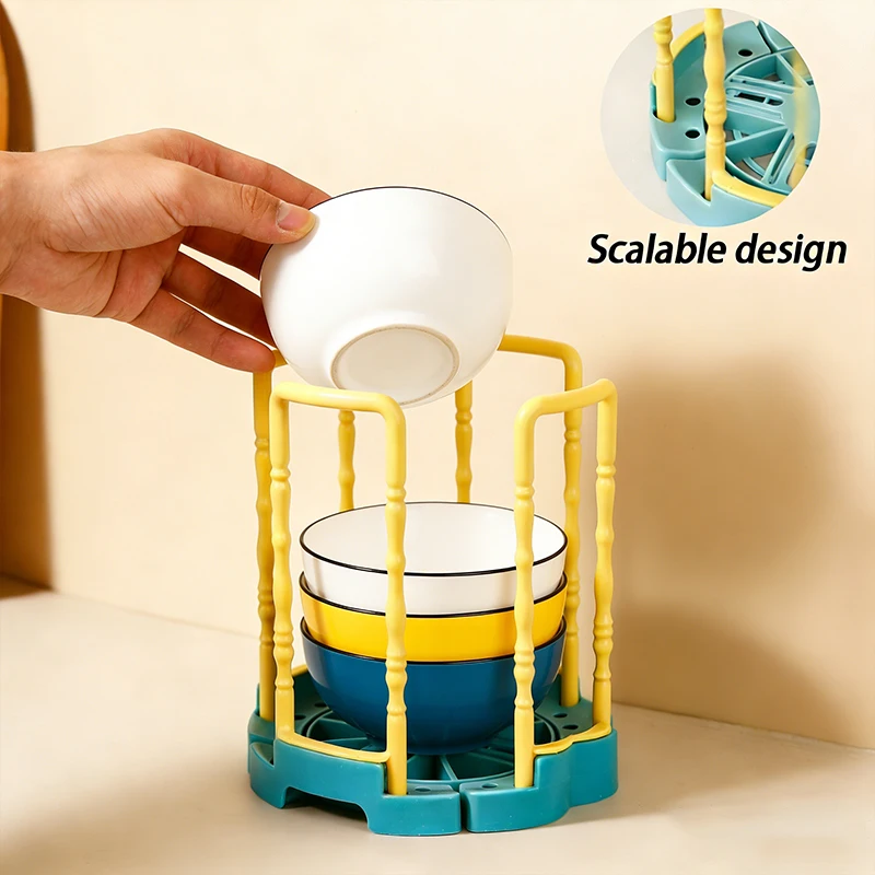 New Portable Retractable Bowl Holder Drain Removable Cabinet Dishes Storage Rack Water Cup Kitchen Organizer