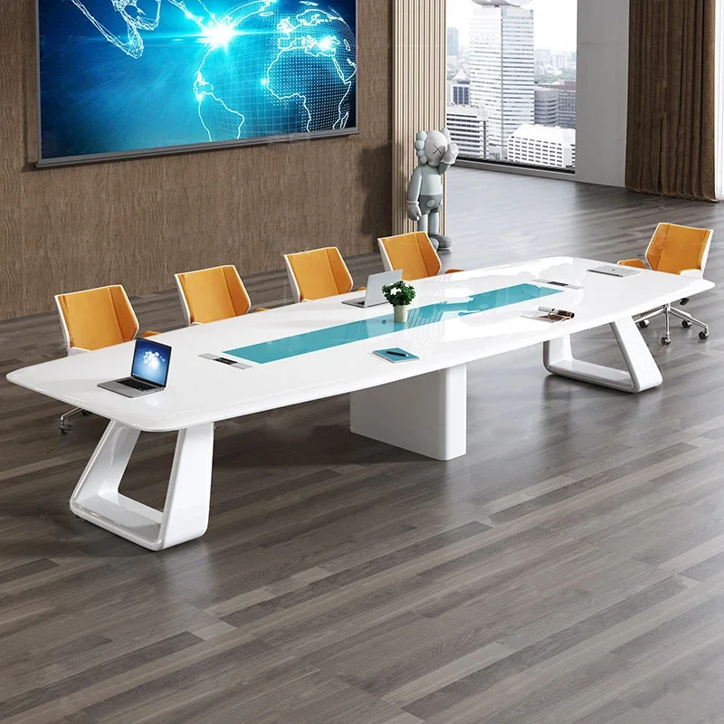 

Premium Creative white lacquer fashion office meeting office simple modern desk negotiation table