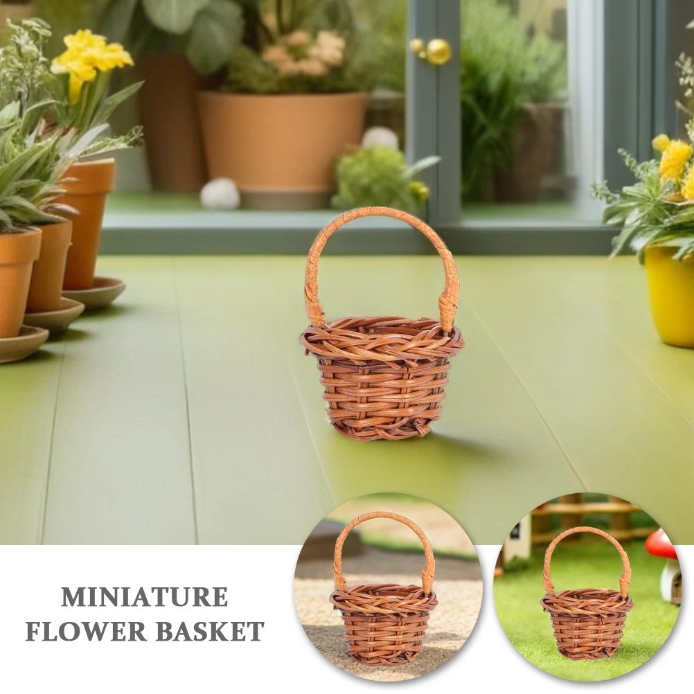 

12pcs Handheld Flower Basket mini Housee Miniature Wicker Storage Basket Easter Party Wedding flower display baskets home deco