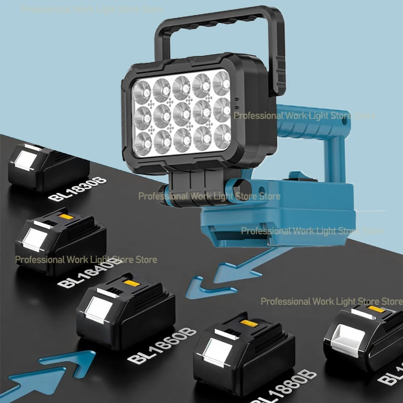 LED Work Light For Makita 18V Battery Cordless Camping Lights Portable Flood Lamp Flashlight Power Tool Accessory