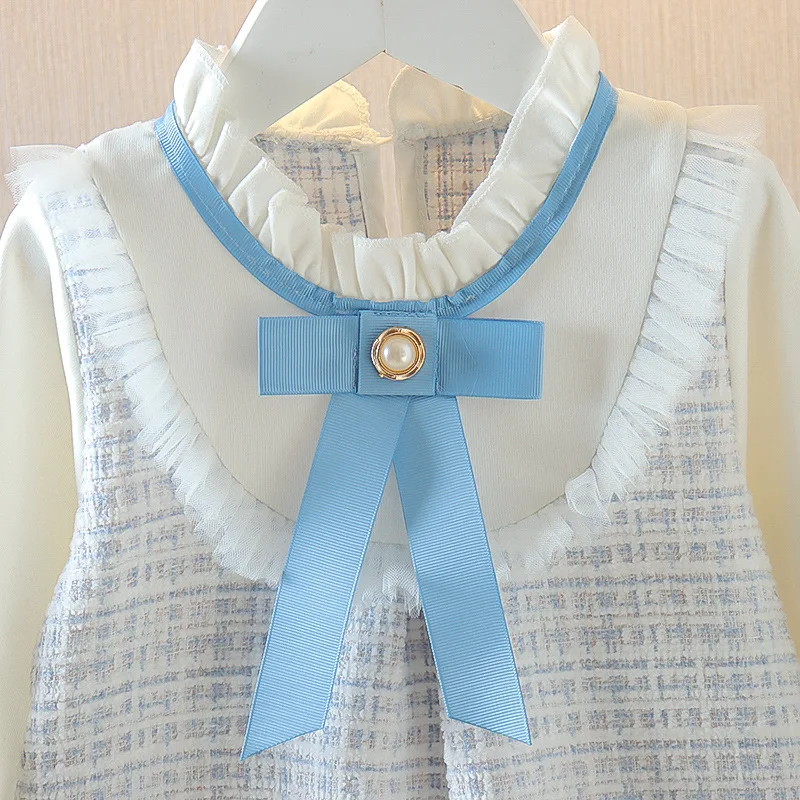 Children's clothing Girls' dress Plaid princess skirt Baby fake two foreign style skirts