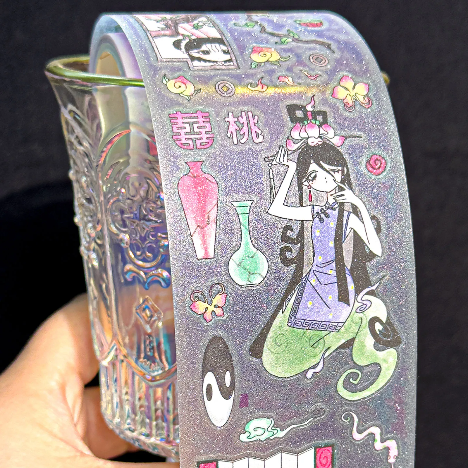 Retro Chinese Floating Life Anecdote Cute Girl Die cut Sticker DIY Goo Card Journal Scrapbooking Photo Phone Case Collage Supply