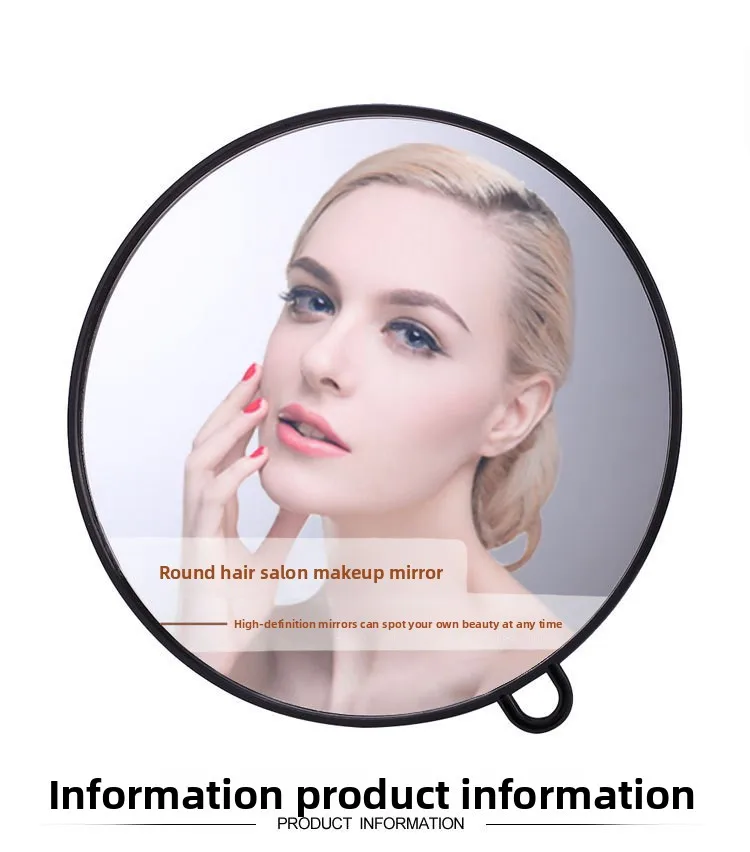 Espelho de maquiagem de plástico elegante HD alça redonda gancho espelho salão de beleza para casa