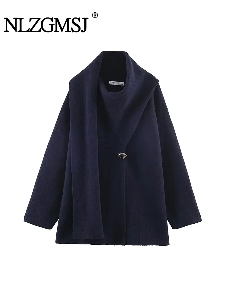 

NLZGMSJ Casual Scarf Women Cardigans Long Sleeve O Neck Open Stitch Sweaters Fashion 2026 Spring Streetwear Outwears