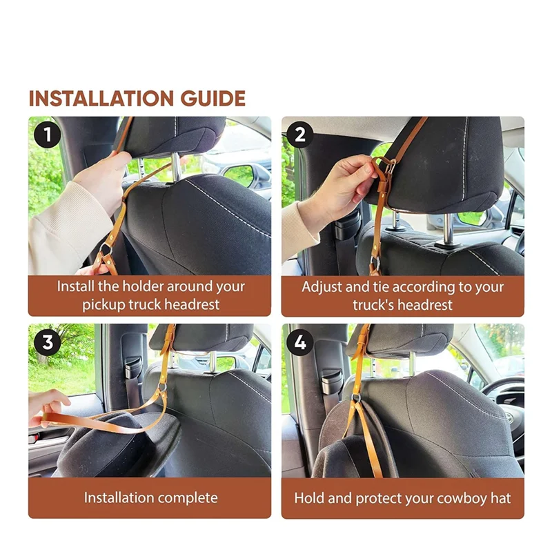 ABWP-Cowboy Hat Holder For Trucks - Keep Your Hats Protected On The Road With Our Handmade Leather Cowboy Hat Rack. Hanger Durab