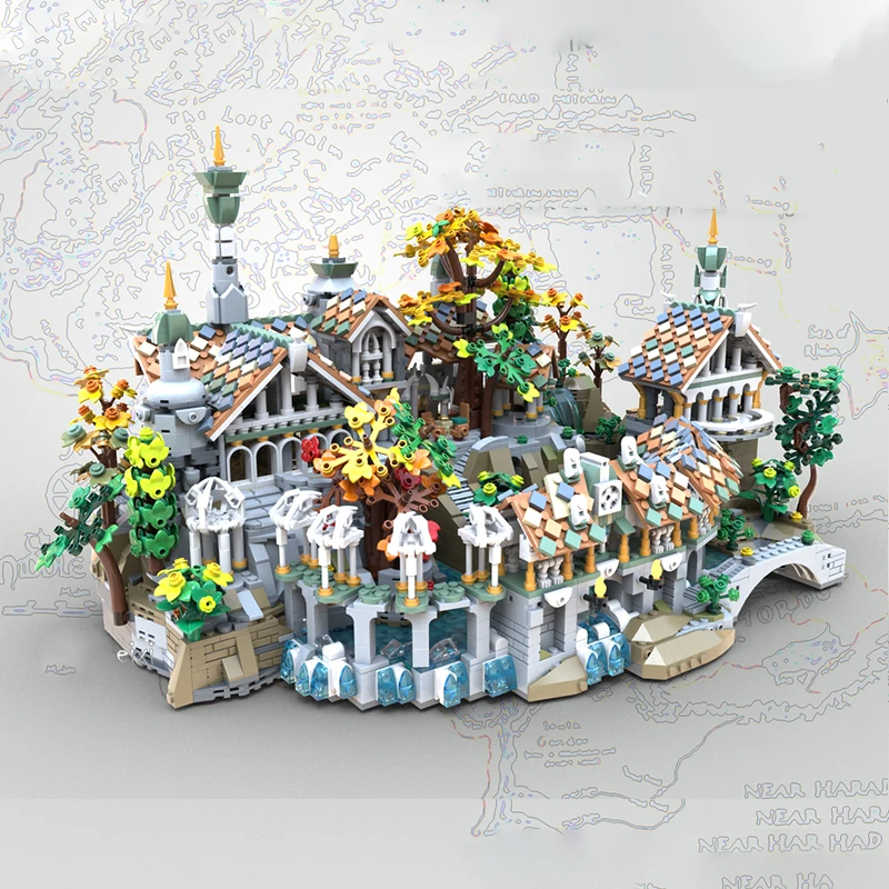 4372pcs MOC Rivendell Mini Twilight Valley Hobbit Lord Rings The Model Building Blocks Construction Brick Christmas Gifts Toys
