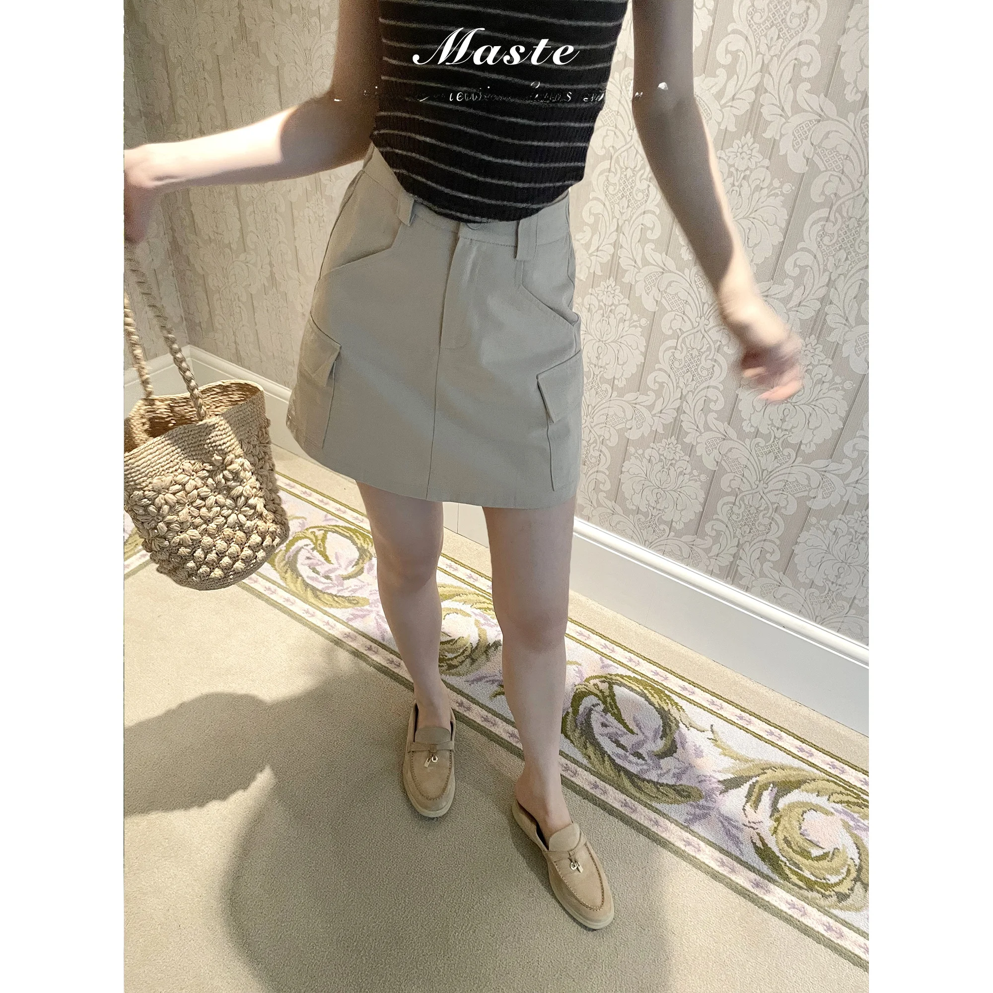 

MASTE Obsessed with Practicality A-Line Workwear Skirt Summer 2025 Season All Other Materials 100% Women's Fashion