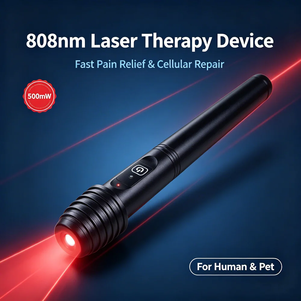 GOVW 500mW Single Diode 808nm Cold Laser Acupuncture Pen for Pain Near Infrared Light Therapy Accelerate Wound Healing