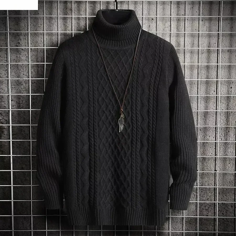 

Новые мужские теплые свитера с высоким воротом, однотонные вязаные пуловеры, повседневные мужские свитера для осени и зимы, мужская вязаная одежда, теплые свитера