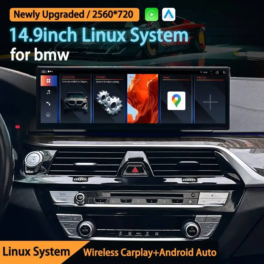 Navirider 14.9inch  Wireless CarPlay Android Auto For BMW Series 3 E90 E91 E92 E93 E60 E63 E70 KEEP OEM SYSTEM Multimedia Screen