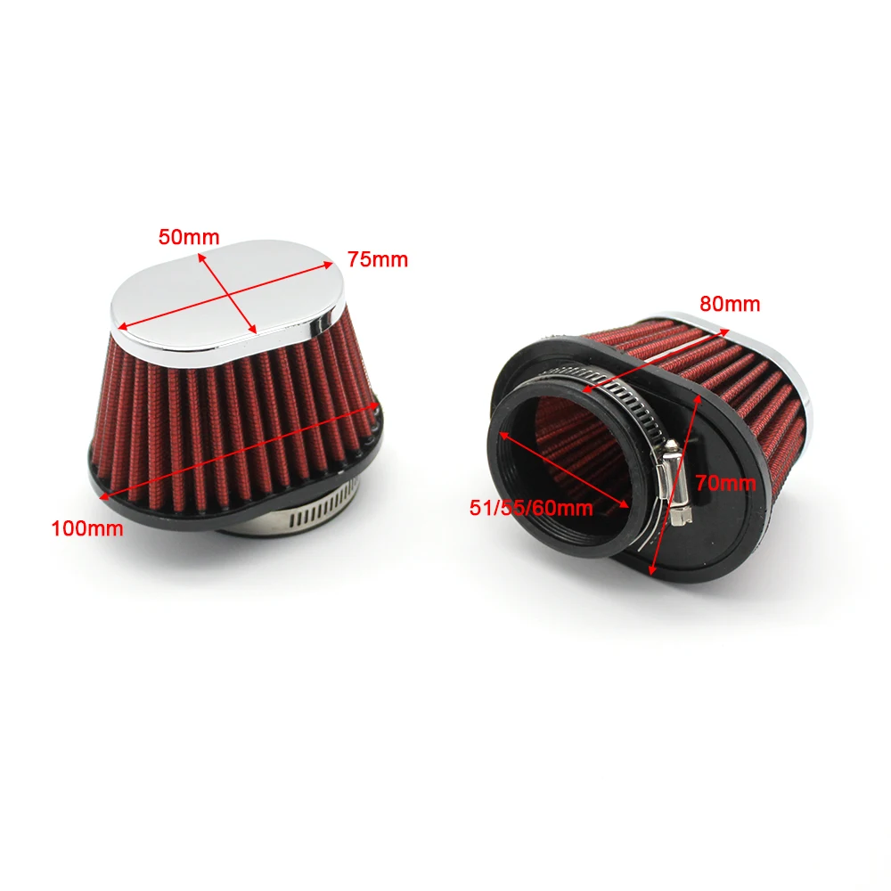 Motorcycle Cold Air Intake Filter 51 55 60mm for Carburetor Scooter Washable Reusable Universal Sport Air Mushroom Head Filter