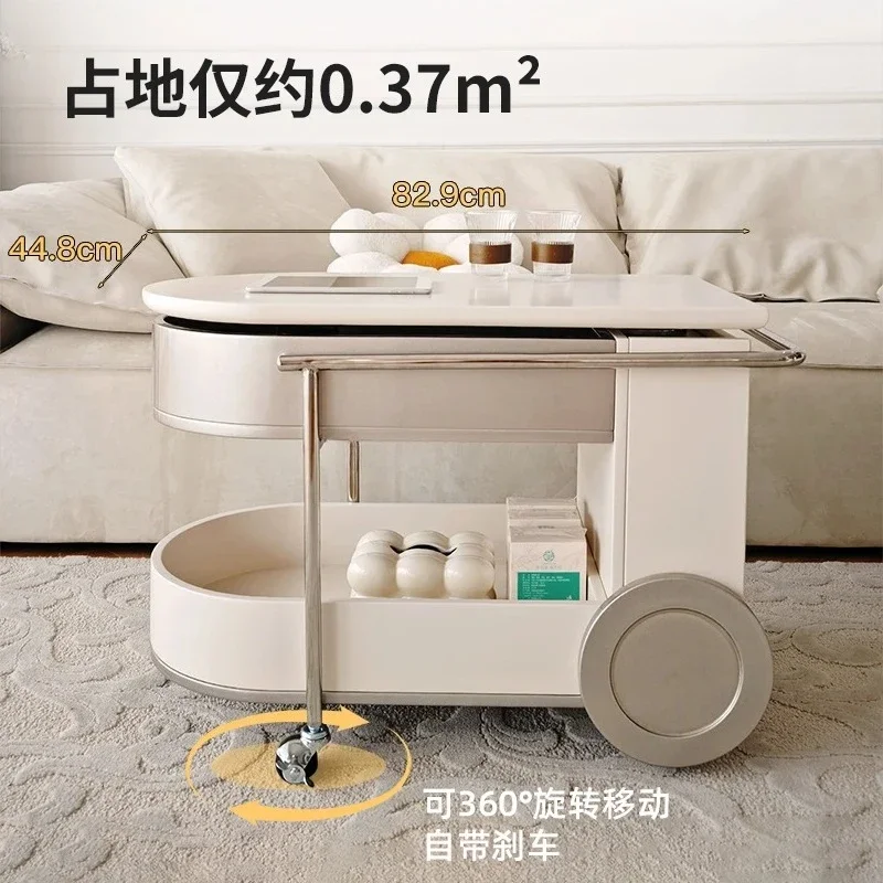 Sofa side table removable trolley creative cream style coffee table balcony light luxury high-end new small table