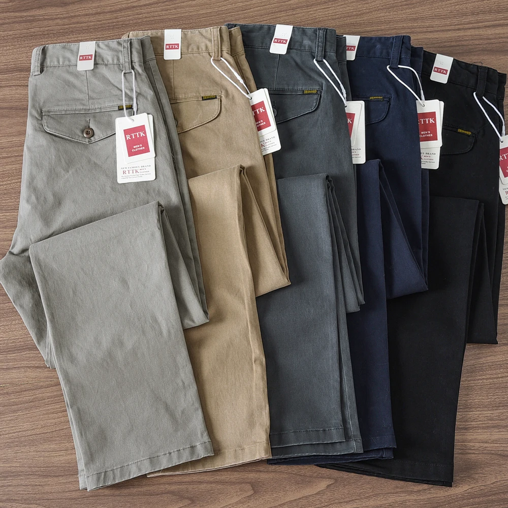

Spring Summer New Sle Men's Slim Fit Cotton Straight Leg Casual Pants Retro Workwear Lightweight Comfortable Breathable