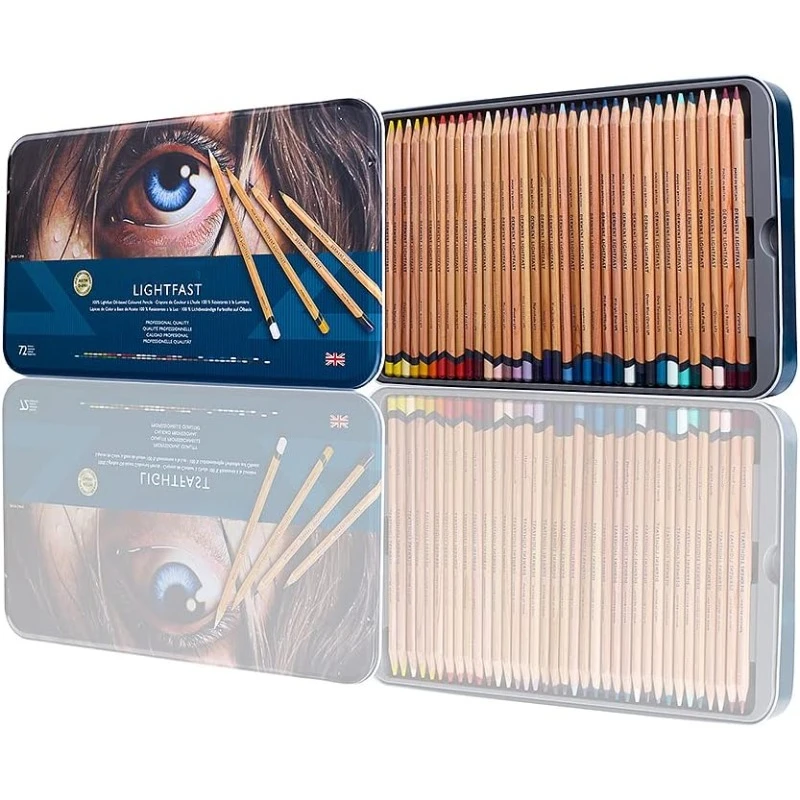 Lightfast Colored Pencils 72 Tin, Set of 72, 4 Creamy, Ideal for Drawing, Coloring, Professional Quality (2302722)