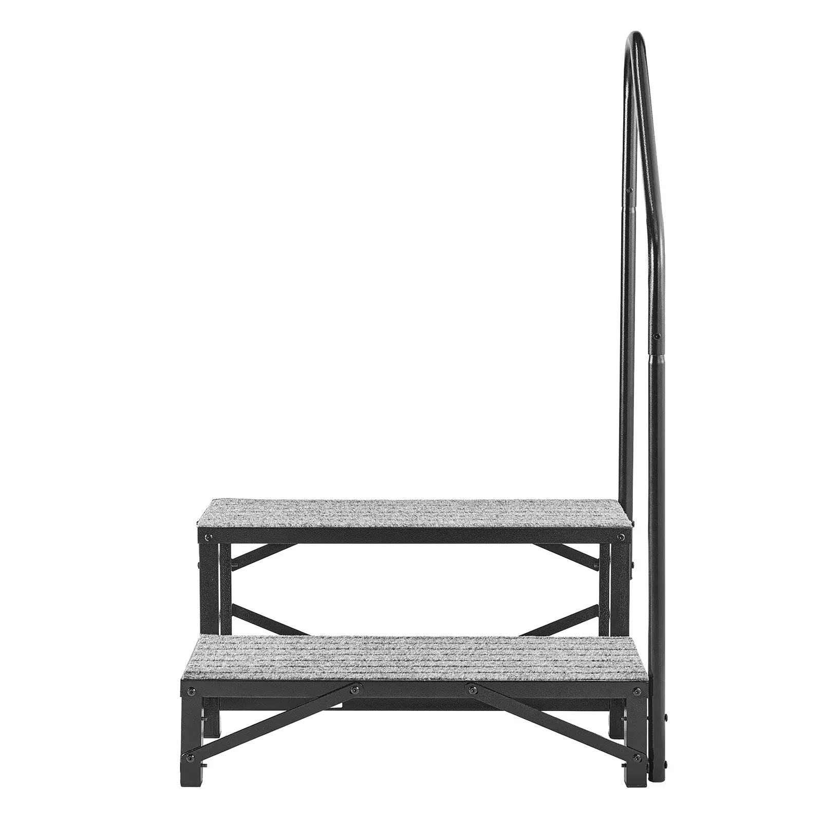 Heavy Duty 2-Step RV Stairs with Handrail 660 Lbs Load Capacity Non-Slip Outdoor Mat for Elderly & Pets Assistive Device