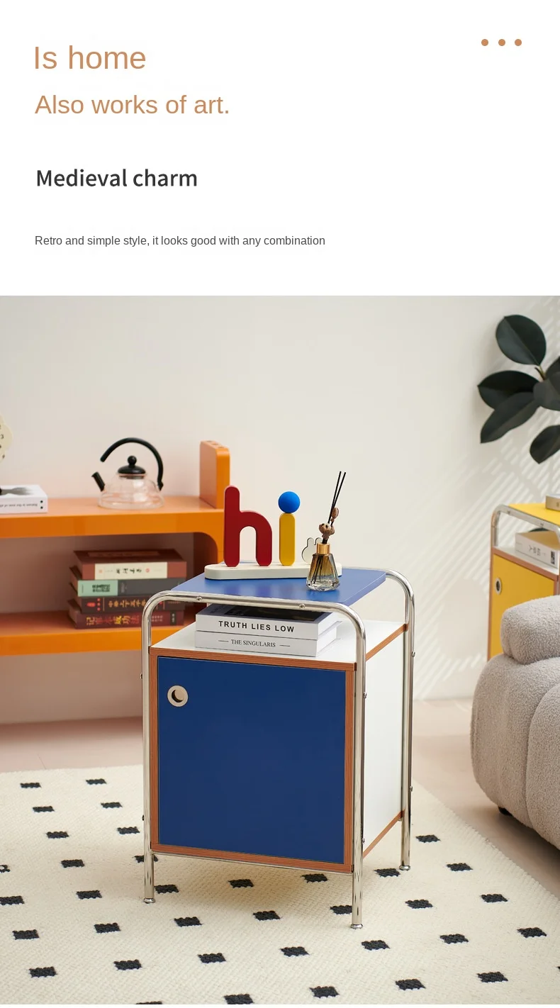 Korean Ins Style Antique Storage Cabinet Simple Bedside Table Side A Few Small Cabinet Modern Shelf Storage Cabinet
