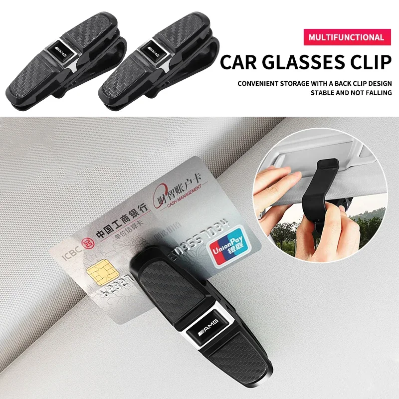 Auto Glasses Holder Portable Ticket Card Clamp Car Sun Visor Sunglasses Clip For Mercedes Benz AMG GLE GLS CLS GLC CLA GLA