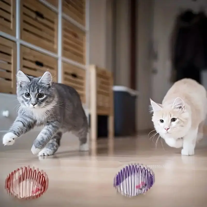 Cat Toy Balls Funny Stretchable Kitten Springs Toys Interactive Caged Rats Rolling Balls 1pc Random Color Cat Accessories