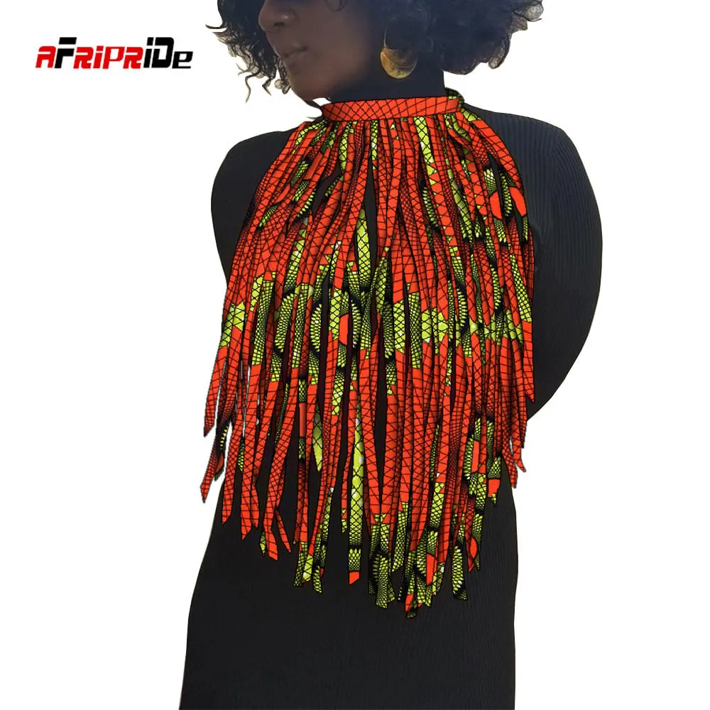 African Print Tassel Necklace for Women Traditional African Rope Necklace Triangle Ankara Fabric Cravat Ankara Jewelry Wyb711