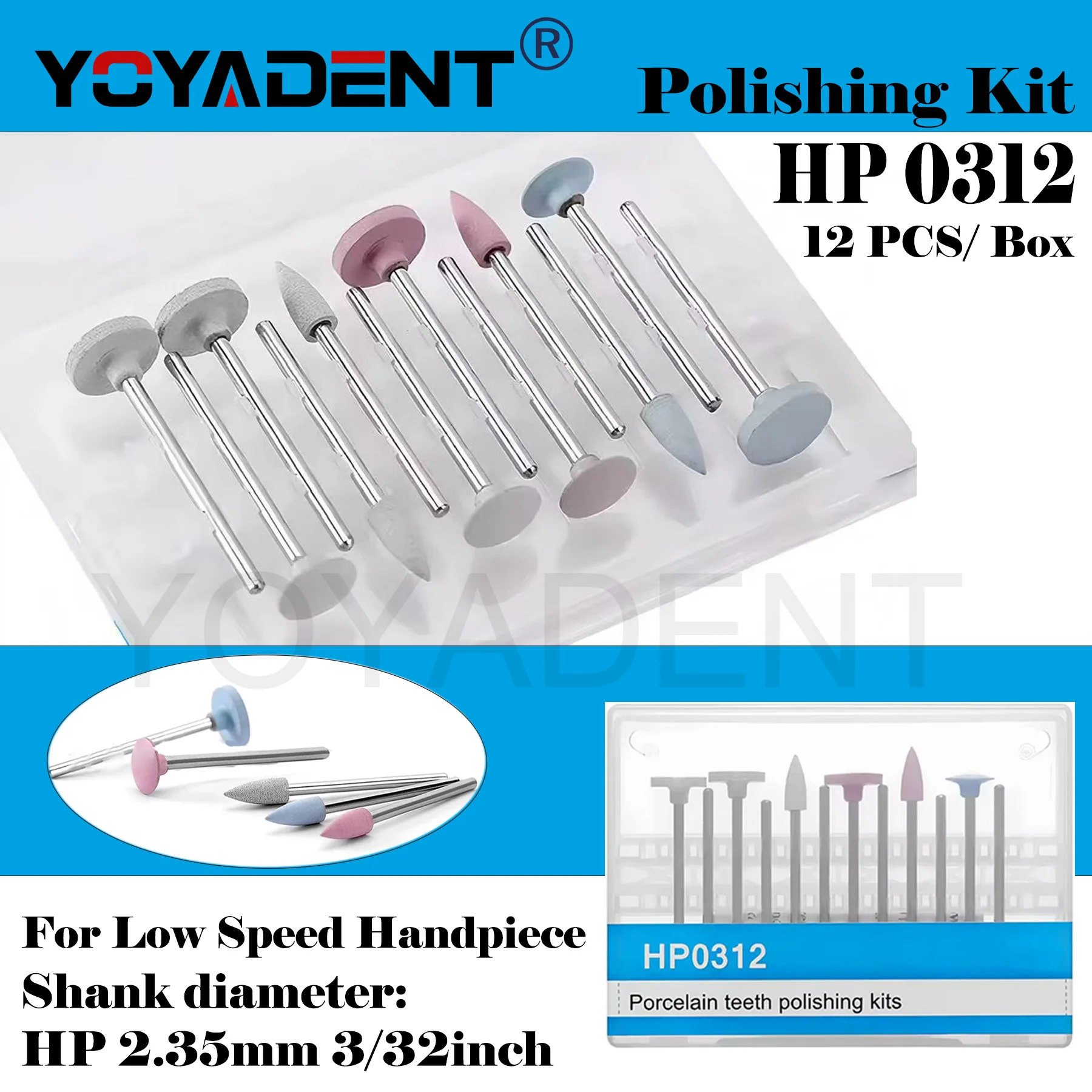 

Dental Porcelain Teeth Polishing Kits HP0312 For Low Speed Handpiece Composite Resin Set Silicone Polisher Tools