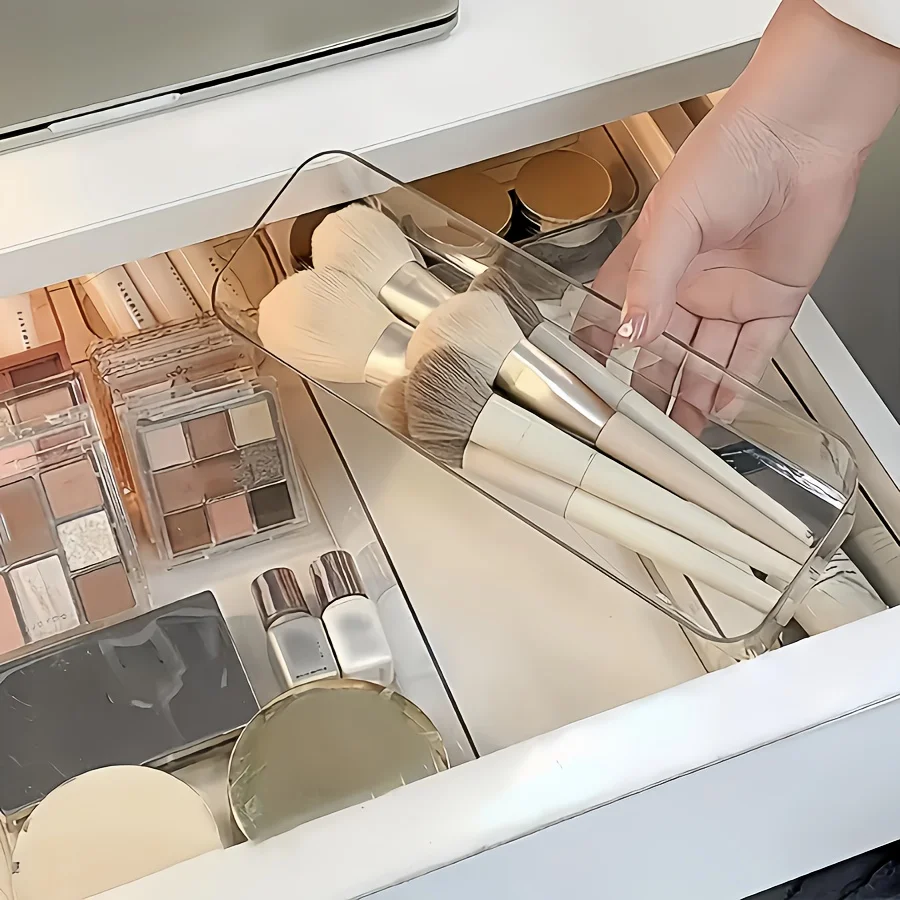 Boîte de rangement transparente en acrylique avec compartiments, organisateur de maquillage, boîte de rangement de bureau, produits de beauté, 9/18/25/44/60 pièces