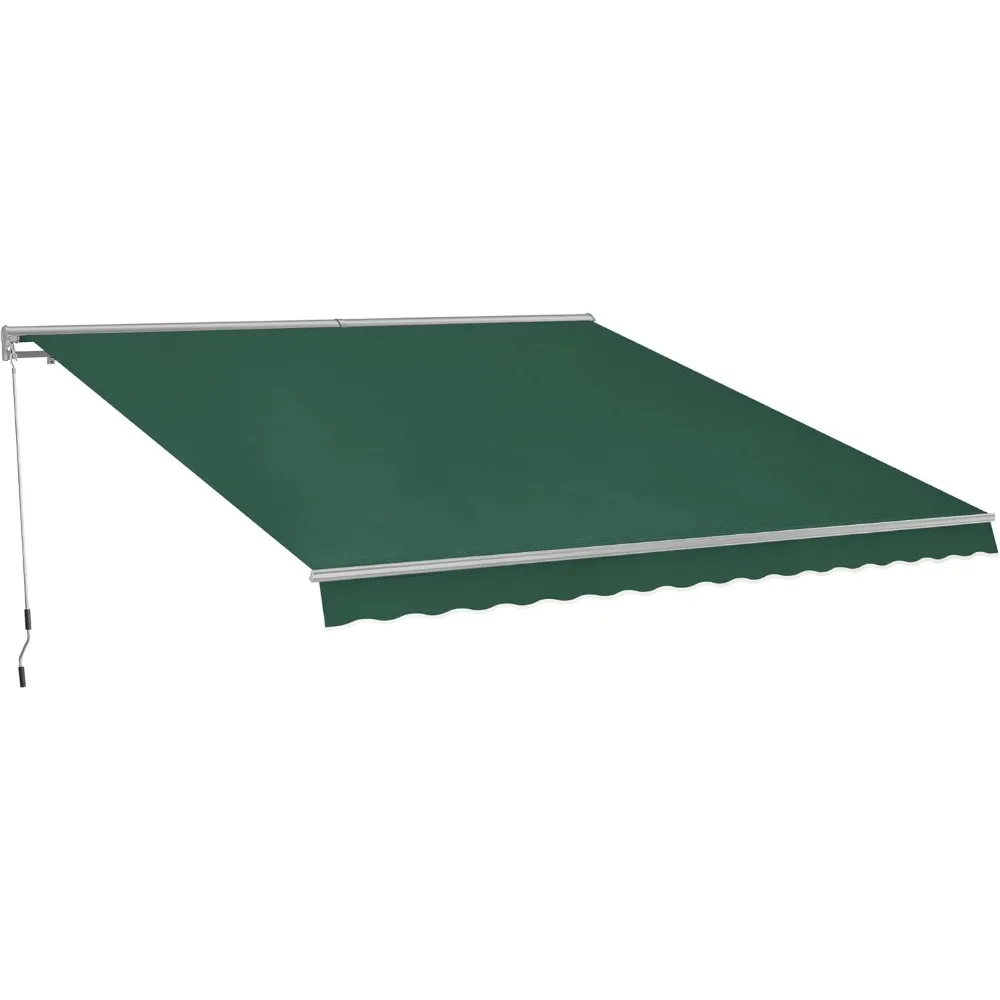

Patio Awning 10x8 Feet Sunshade Canopy with Half-Cassette for Manual Retractable Awnings, 4679 (Dark Green)