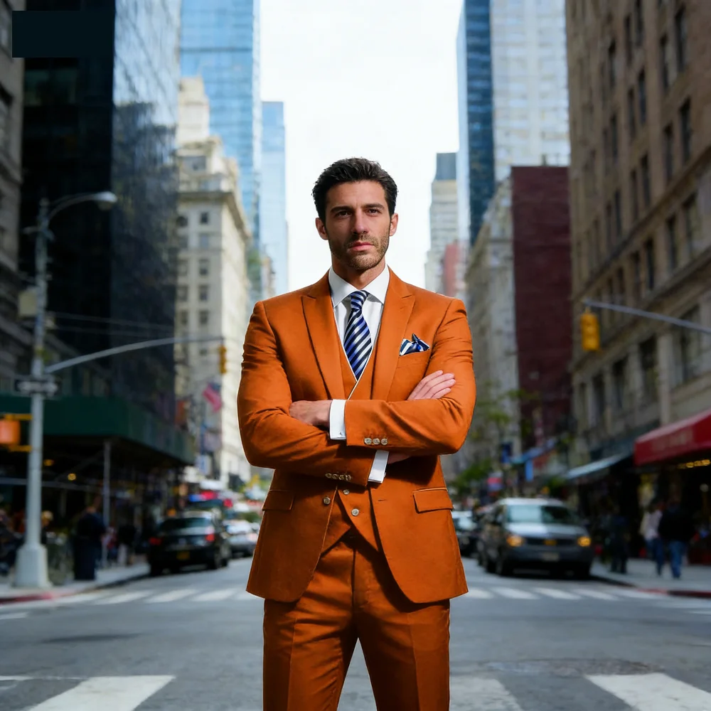 

Однотонный мужской костюм-тройка: модный, новый, для деловых встреч и свадеб, уникальный, с пиджаком на пуговицах, жилетом и брюками