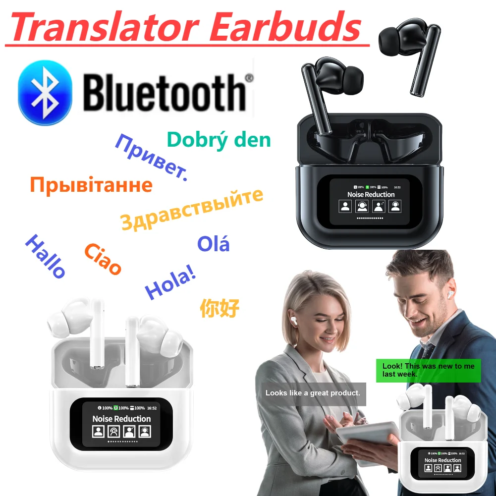 Wireless Bluetooth Smart Voice Instant Translated Headset 144 Languages Real Time Translator ANC Noise Cancelling Travel Earbuds