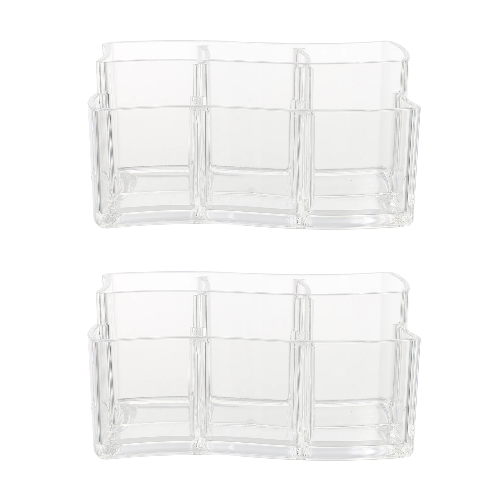 

2pcs Makeup Storage Box Transparent Plastic ganizer Brush Holder for Eyebrow Pencil Home Desk Pen Stand 6 Compartments