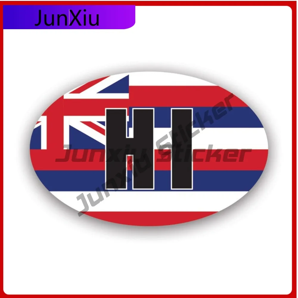 

Hawaii Flag Oval Sun Resistant Fade Resistant Vintage For Laptop Truck Car Body No Residue Self Adhesive Accessories Car Window