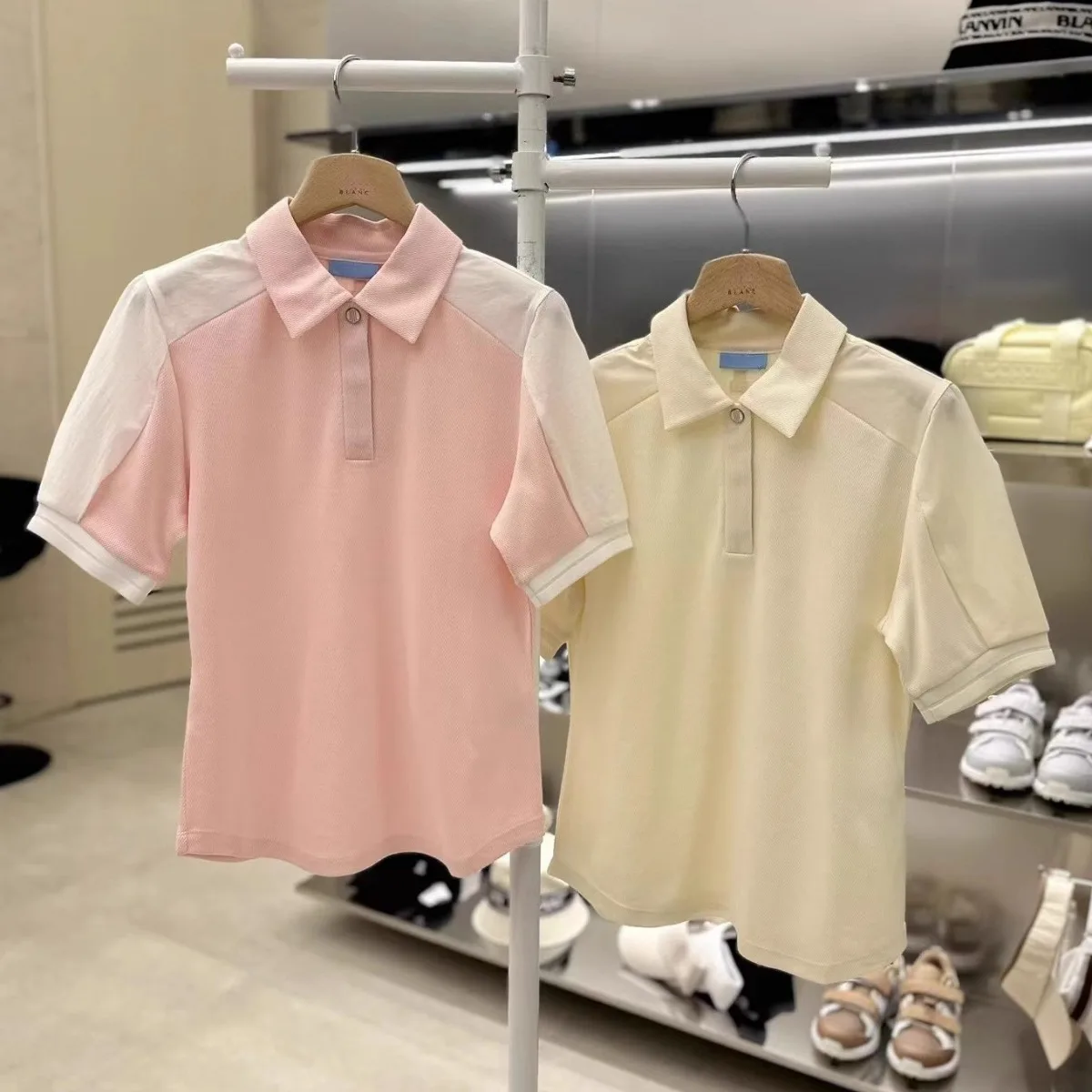 2 Piece Set 2026 New Korean Style Golf Color Block Short Sleeve Slim Fit Breathable Soft Women's Polo Shirt & Pleated Mini Skirt