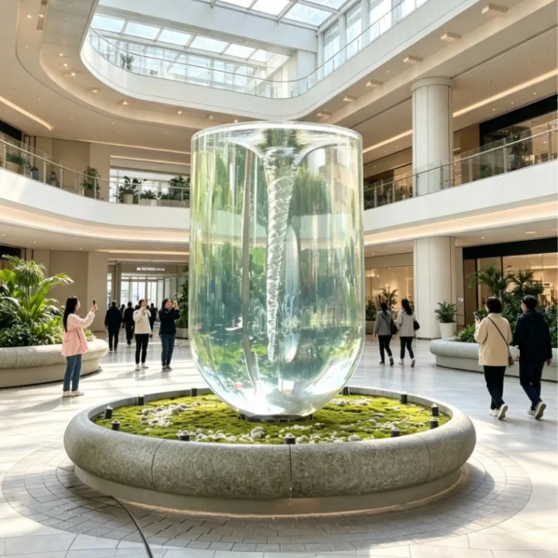 Cylindrical Vortex Water Feature Courtyard Waterscape Ornament Circular Flow Sculpture Outdoor Garden Layout Decoration