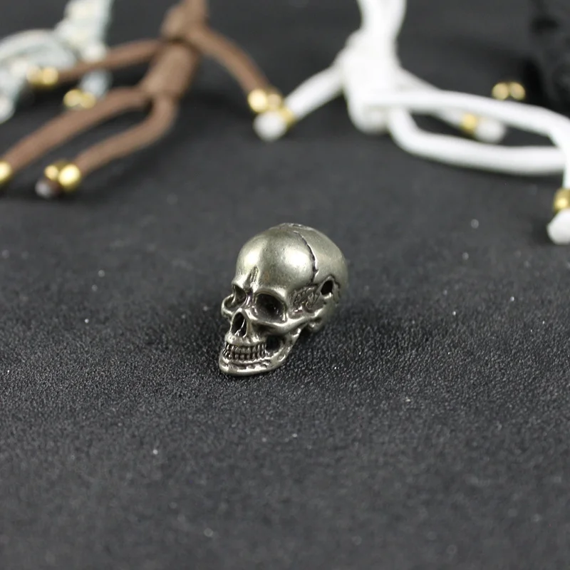 3MM- Punk Brass Skull Head Knife Beads Umbrella Rope DIY Accessories White Copper Vintage Paracord Personality Hang Pendants