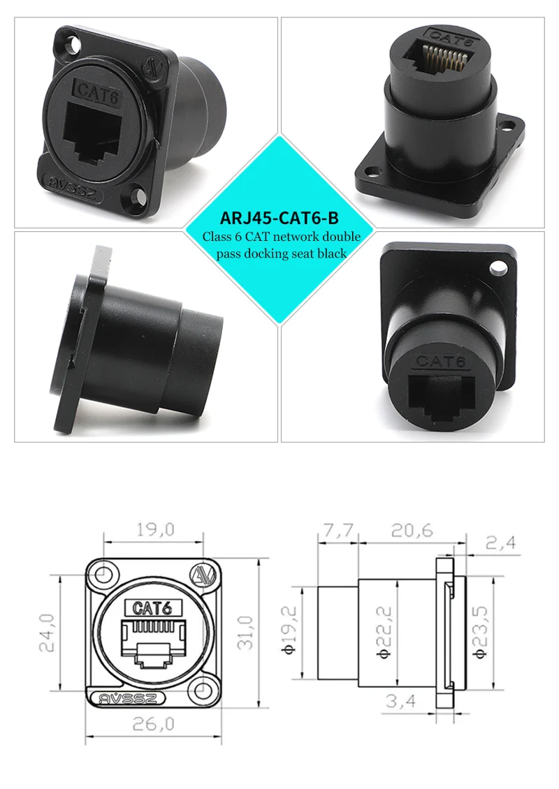 1 Pc RJ45 Network Connetor CAT5E CAT6 CAT6A Gigabit 10GE Round D Type Crimping Docking Base CAT3 RJ11 4 Core Telephone Socket