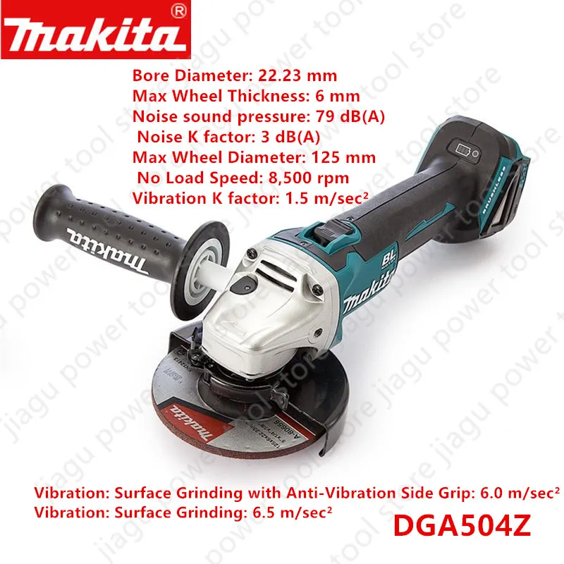 

MAKITA DGA504 DGA504Z 18V Brushless Cordless Angle Grinder Bare Tool 125mm 5" Cut-Off Grinder Cutting Machine Electric tools