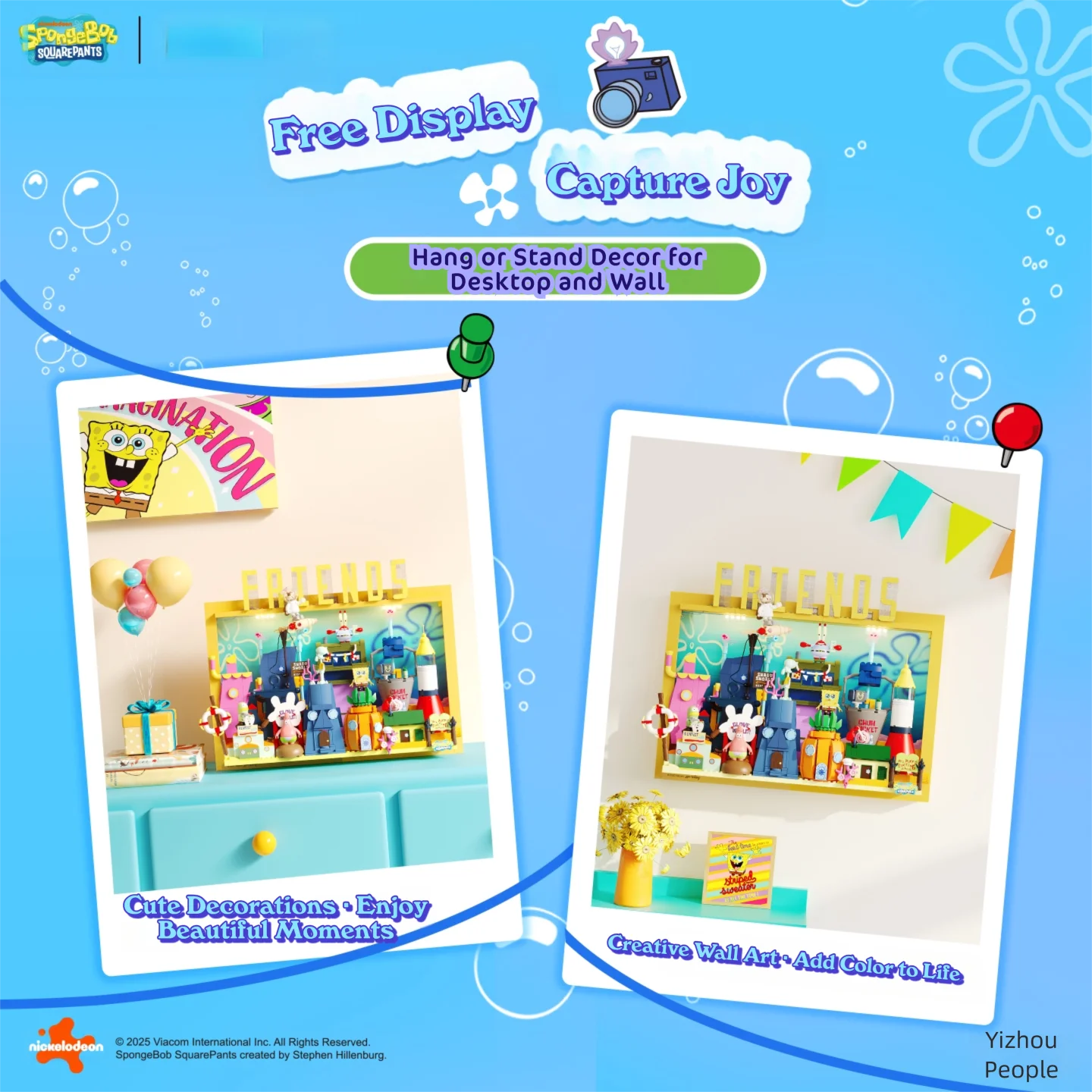 Bob Esponja Calça Quadrada Biquíni Bottom Blocos de Construção Pintura Decorativa 3D Modelo de Desenhos Animados Ornamentos Crianças Brinquedos DIY Presentes de Natal
