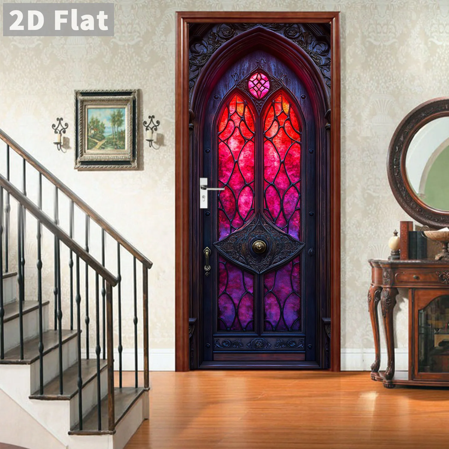 Creative Wooden Door Elevator Renovation 3D Door Sticker Horse Head Pattern Self Adhesive Mural for Bedroom Study Bathroom