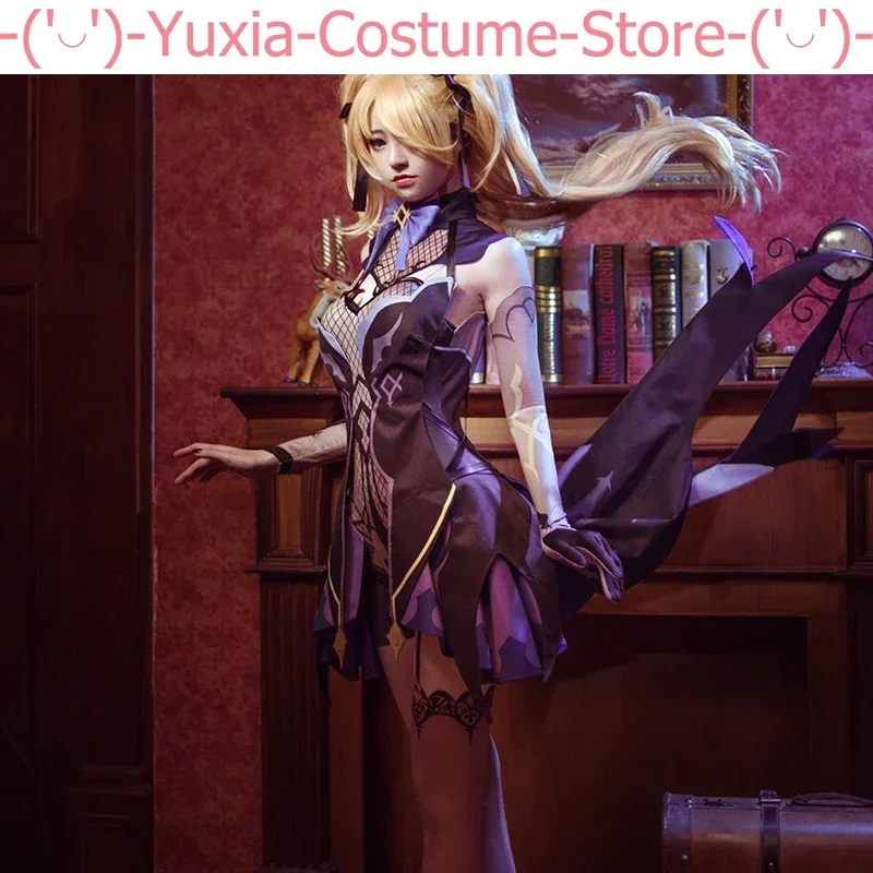 Anime! Genshin Impact Fischl Game Suit Purple Lolita Dress Lovely Uniform Cosplay Costume Halloween Party Outfit Women 2020 NEW