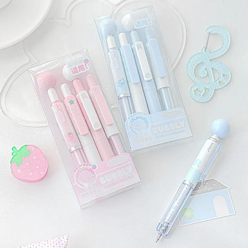 

4Pcs 0.5mm Black Ink Press Neutral Pen 360° Rotation Decompression Smooth Writing Gel Pen Quick Drying Error Correction Pen