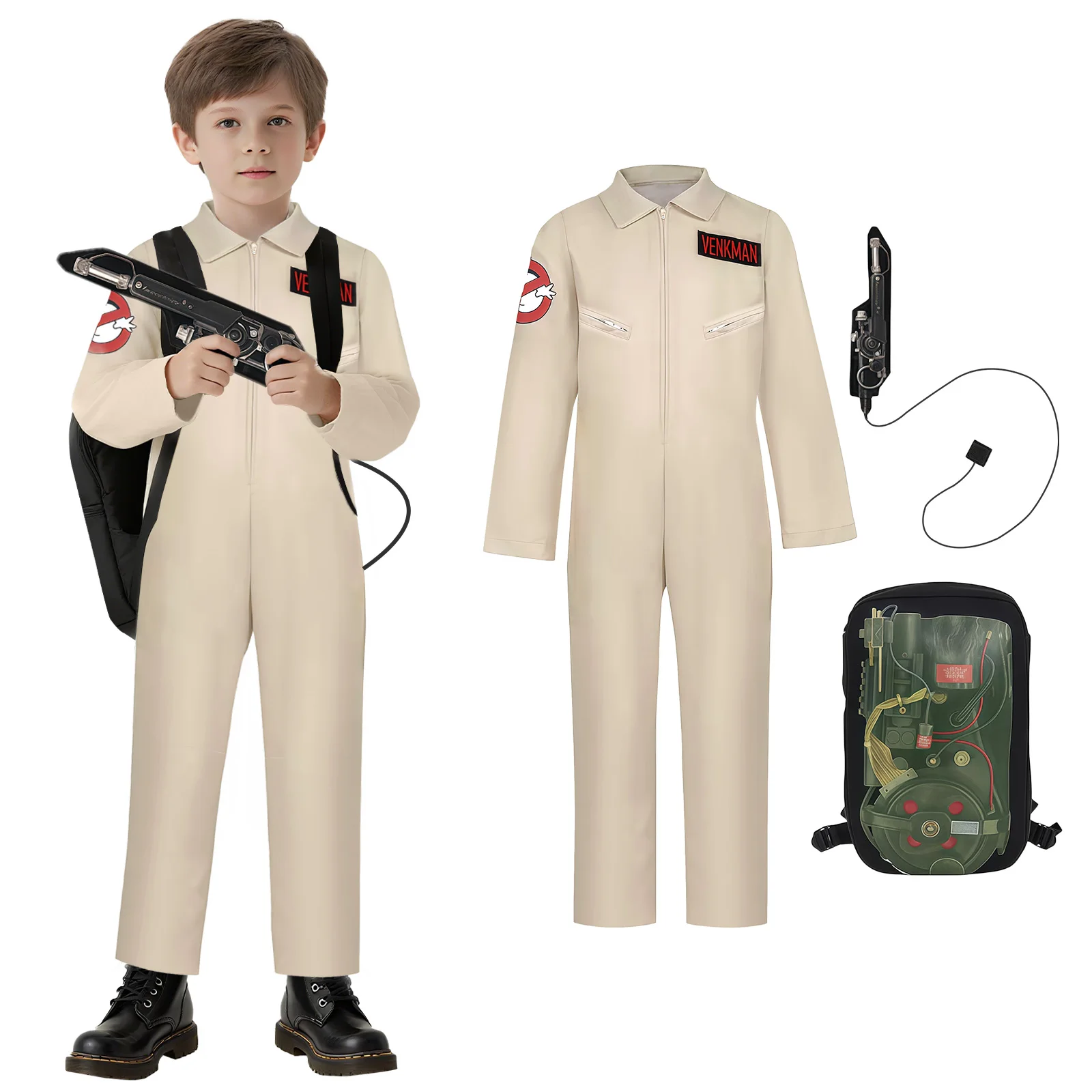 

Ghostbusters Movie Cosplay Costume with Proton Pack Halloween Carnival Theme Party Clothes Fans Collection For Boy Girls